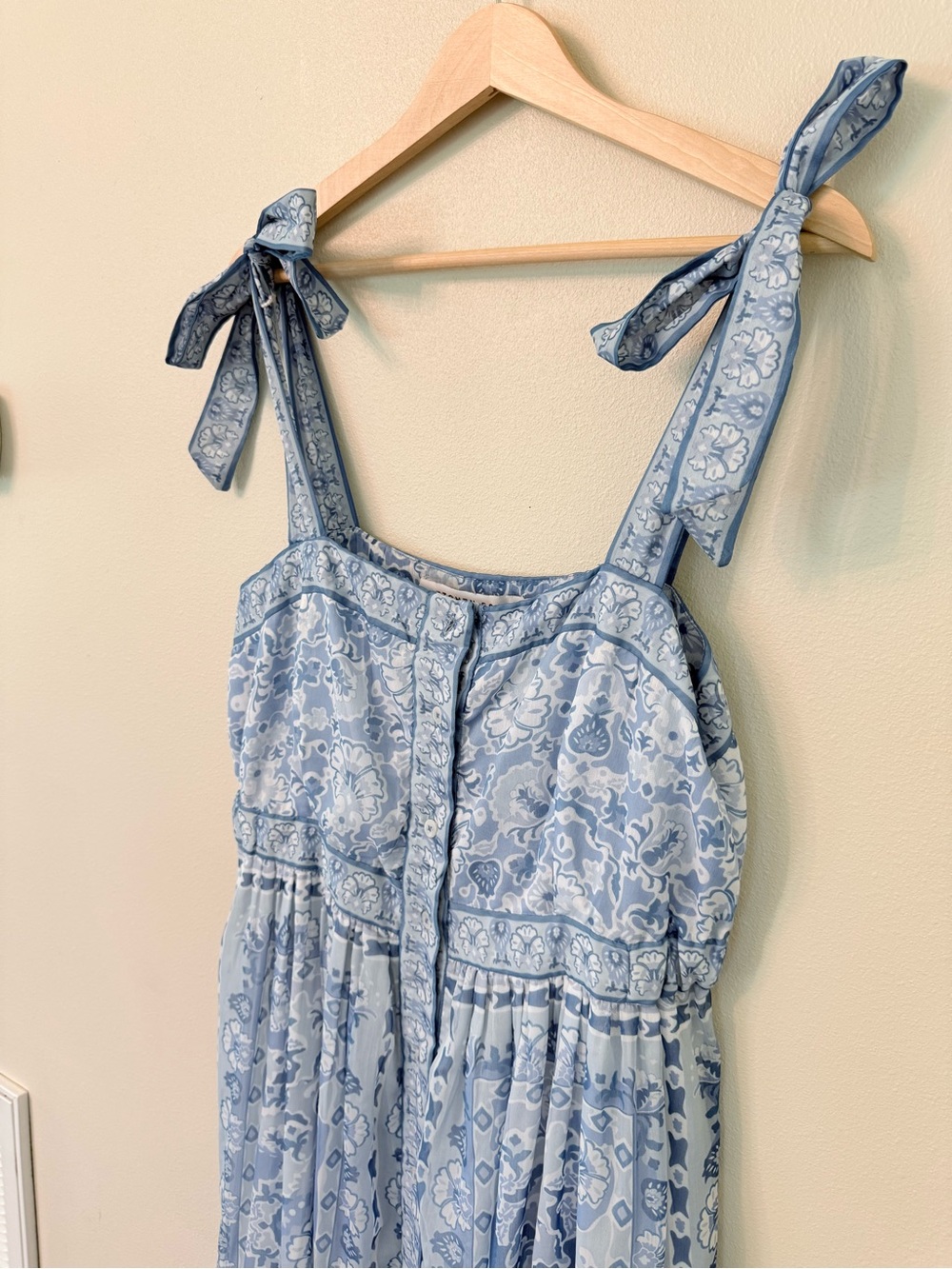 Gretchen Scott Fun in the Sun Maxi Dress Floral Blue Tie Strap M - Picture 4 of 8